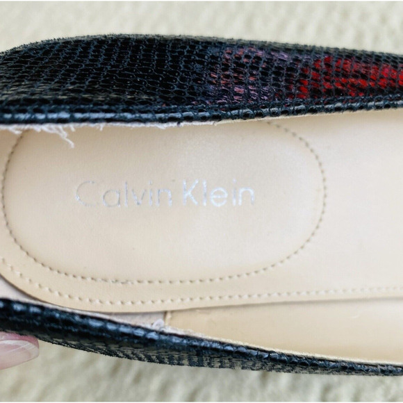 Calvin Klein 'Odette' Black High Heel Platform Pump Faux Snakeskin Texture Shoes - Picture 8 of 12